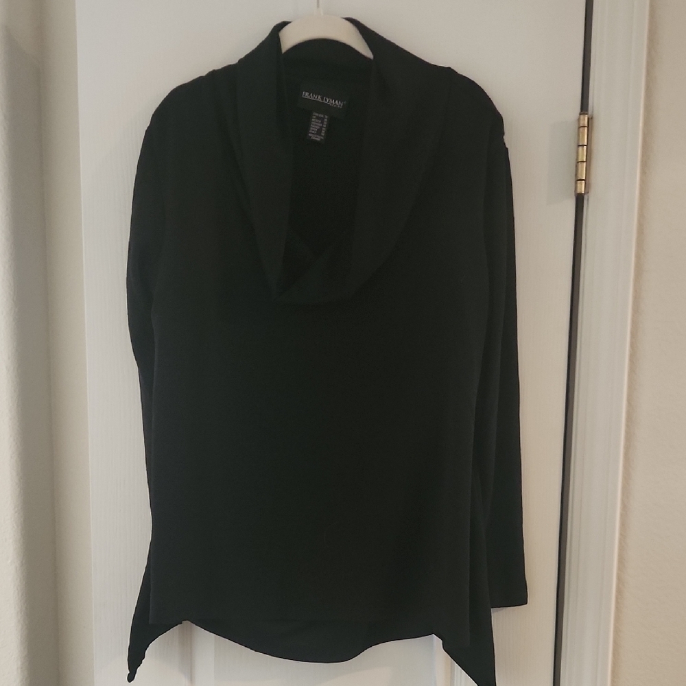 Frank Lyman‎ black lined cowl neck sweater, size 16